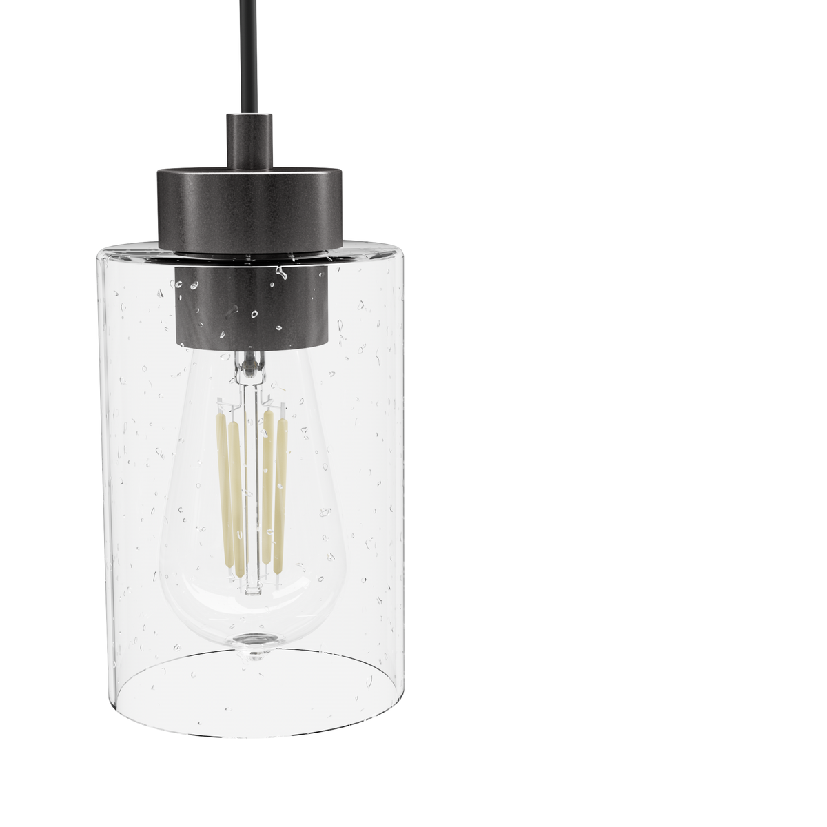 Hartland 26.75-inch 3-light Noble Bronze Linear Pendant Cluster with Seeded Glass