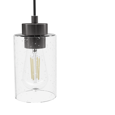 Hartland 26.75-inch 3-light Noble Bronze Linear Pendant Cluster with Seeded Glass
