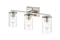 22-inch Verlana Brushed Nickel 3-Light Clear Glass Bathroom Vanity Light