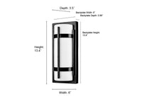 13.4-inch Powder Coated Black Outdoor Wall Sconce