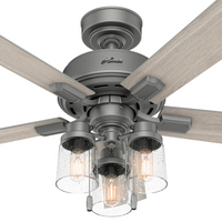 44 inch Hartland Matte Silver Ceiling Fan with LED Light Kit and Pull Chain