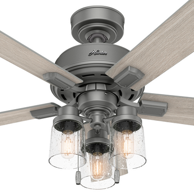 44 inch Hartland Matte Silver Ceiling Fan with LED Light Kit and Pull Chain