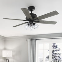 52 inch Fonthill ENERGY STAR® HunterExpress Matte Black Ceiling Fan with LED Light Kit and Handheld Remote