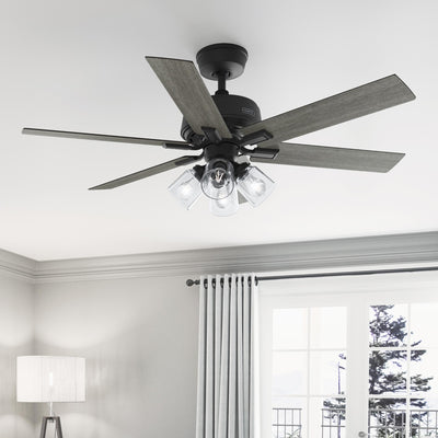 52 inch Fonthill ENERGY STAR® HunterExpress Matte Black Ceiling Fan with LED Light Kit and Handheld Remote