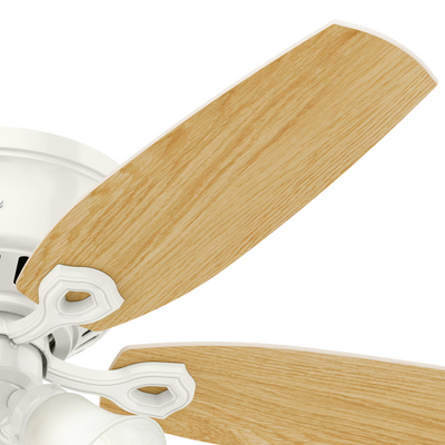 52 inch Builder Snow White Low Profile Ceiling Fan with LED Light Kit and Pull Chain