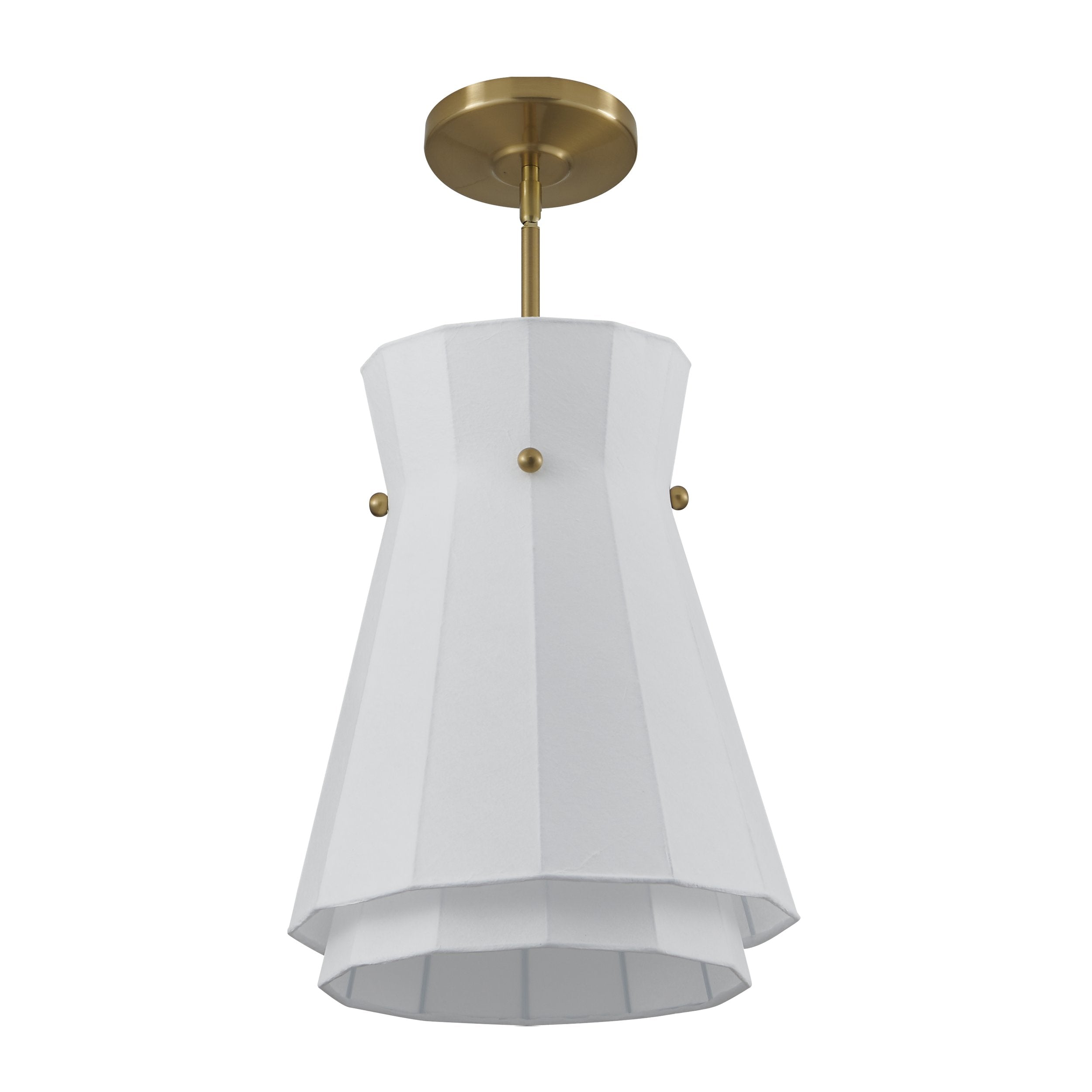 Bryony 12-inch 1-light Brushed Gold Convertible Pendant with White Synthetic Silk Shade