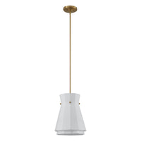 Bryony 12-inch 1-light Brushed Gold Convertible Pendant with White Synthetic Silk Shade