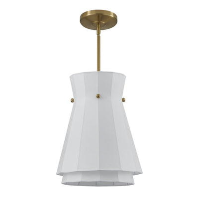 Bryony 12-inch 1-light Brushed Gold Convertible Pendant with White Synthetic Silk Shade