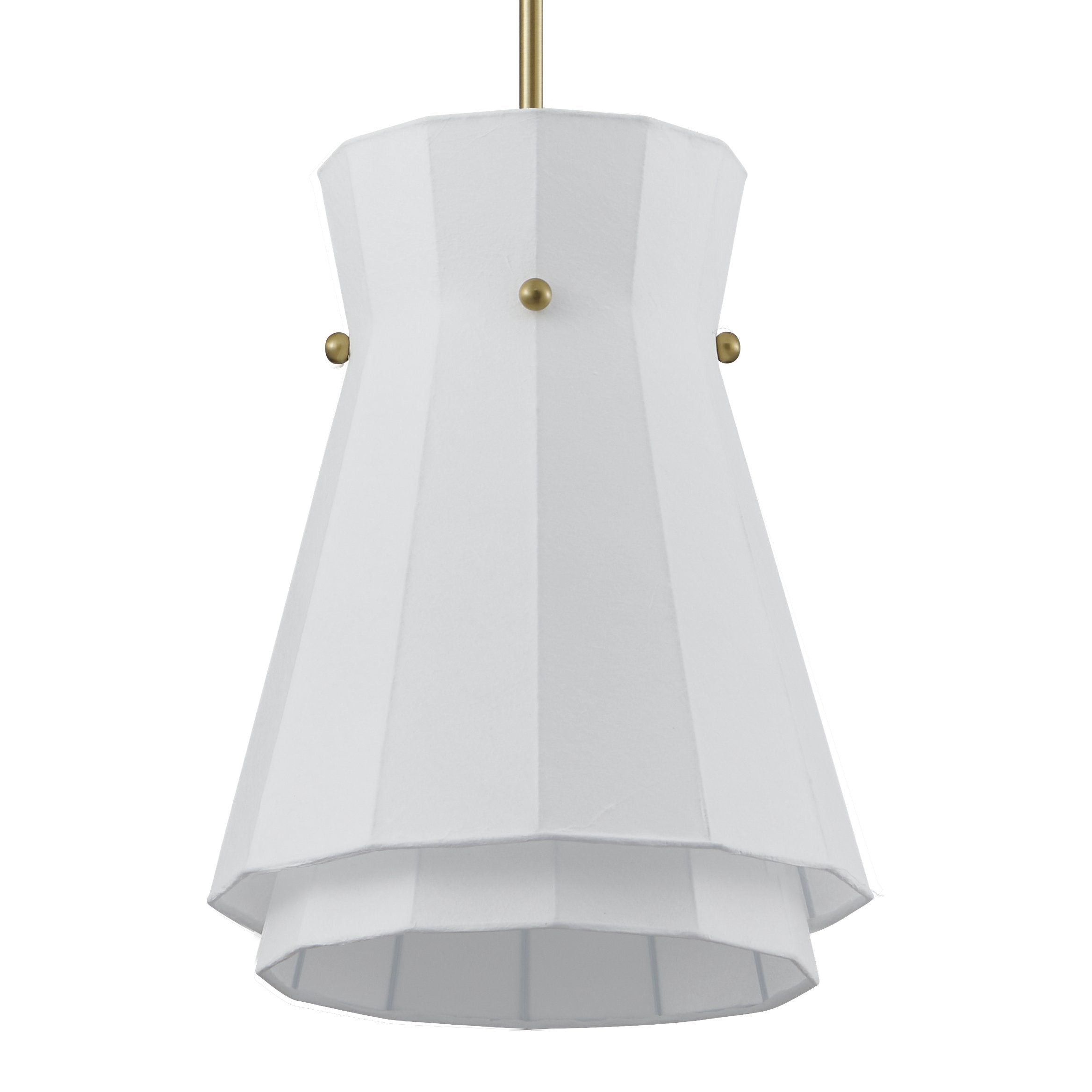 Bryony 12-inch 1-light Brushed Gold Convertible Pendant with White Synthetic Silk Shade