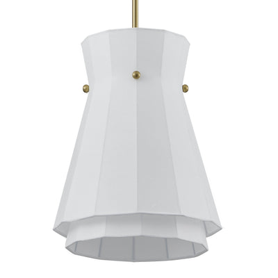 Bryony 12-inch 1-light Brushed Gold Convertible Pendant with White Synthetic Silk Shade