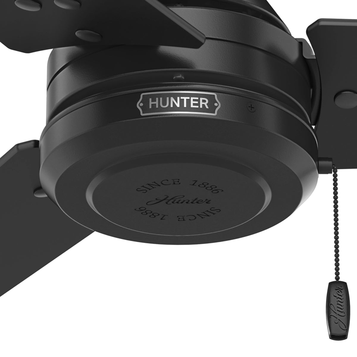 52 inch Cassius Matte Black Damp Rated Ceiling Fan and Pull Chain