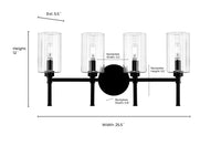 25.5'' Chastine Matte Black 4 Light Bath Vanity