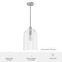 Lochemeade 9-inch 1-light Brushed Nickel Pendant with Clear Seeded Glass