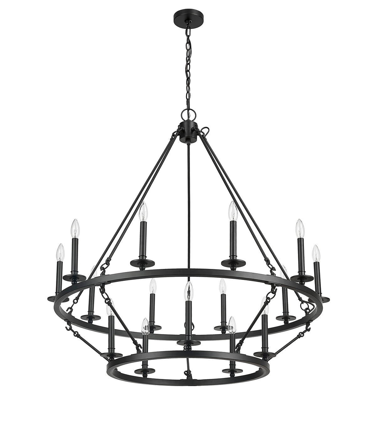 42.75'' Florence Matte Black 15 Light Chandelier