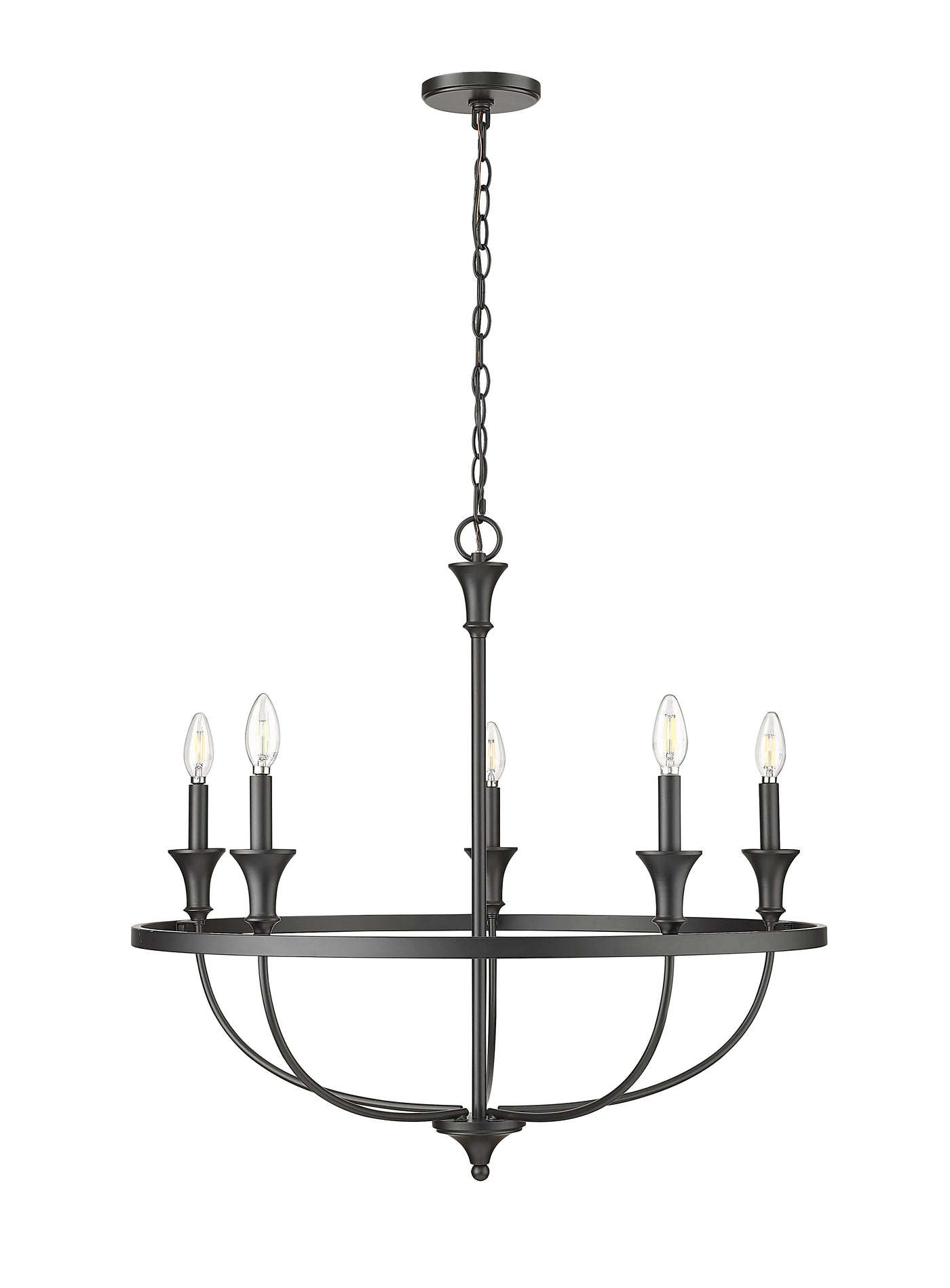 28'' Emery Matte Black 5 Light Chandelier