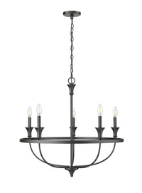 28'' Emery Matte Black 5 Light Chandelier