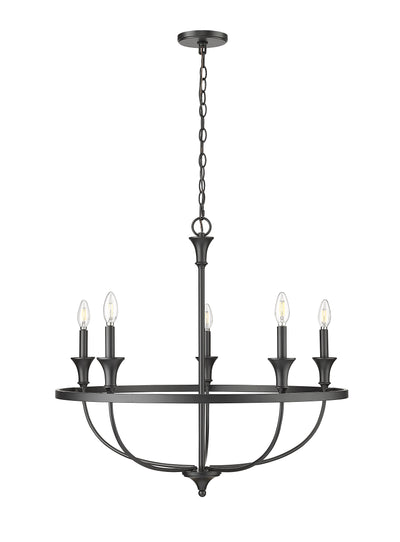 28'' Emery Matte Black 5 Light Chandelier