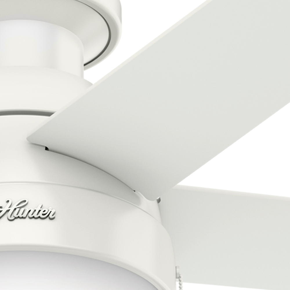 46 inch Anslee Fresh White Low Profile Ceiling Fan with LED Light Kit and Pull Chain