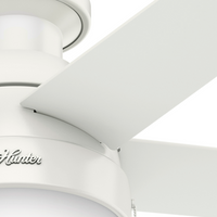 46 inch Anslee Fresh White Low Profile Ceiling Fan with LED Light Kit and Pull Chain