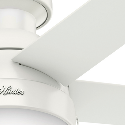 46 inch Anslee Fresh White Low Profile Ceiling Fan with LED Light Kit and Pull Chain