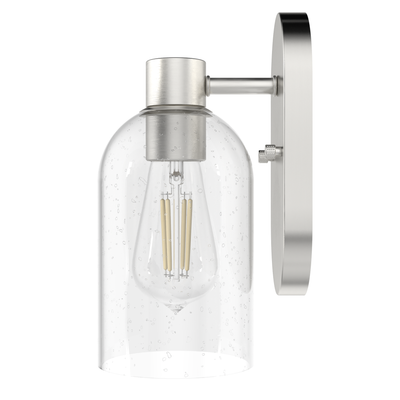 Lochemeade 10.25-inch 1-light Brushed Nickel Wall Sconce with Seeded Glass