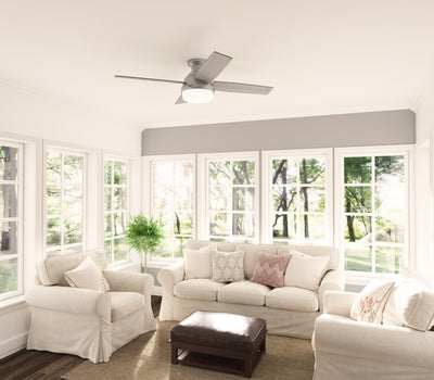 52 inch Dempsey Matte Silver Low Profile Ceiling Fan with LED Light Kit and Handheld Remote