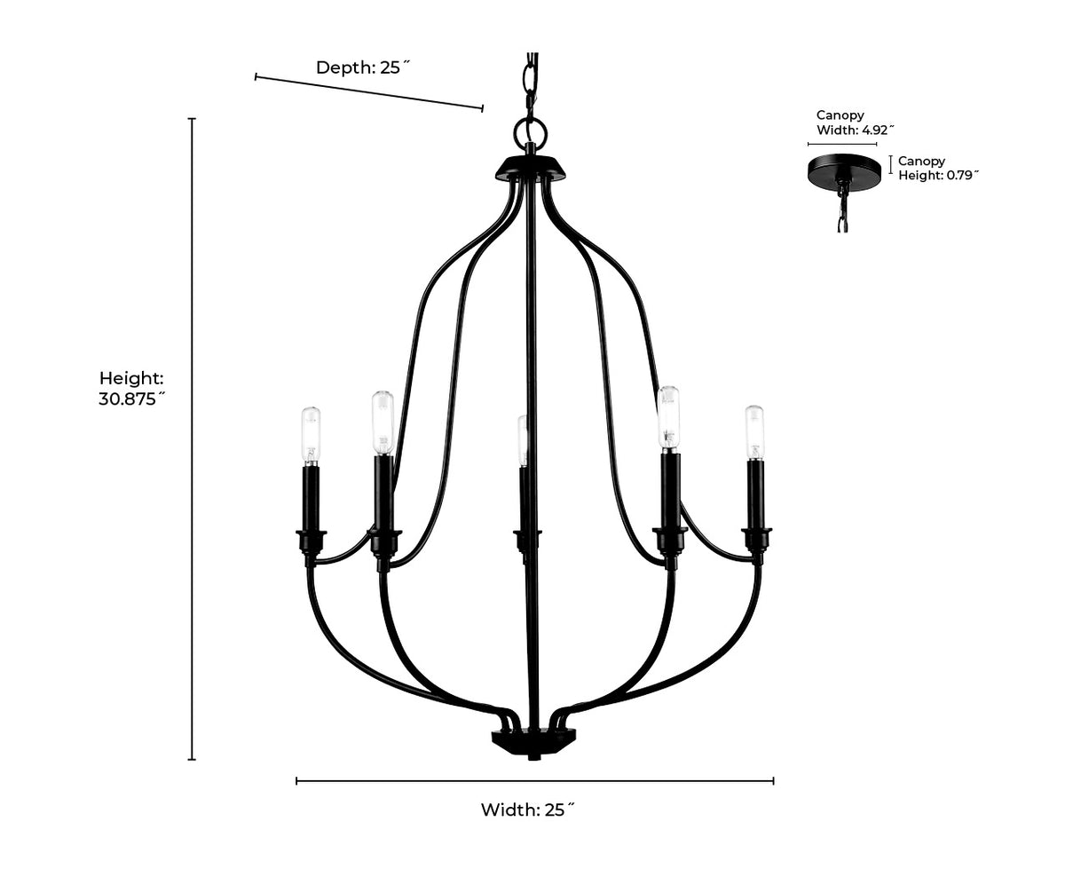 31'' Senoia Brushed Nickel 5 Light Chandelier