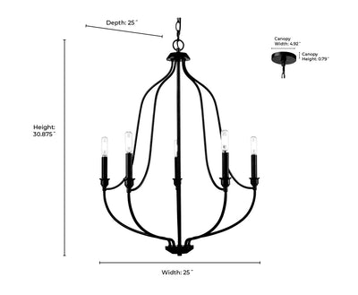 31'' Senoia Brushed Nickel 5 Light Chandelier