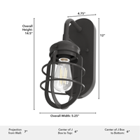 Starklake 14.5-inch 1-light Noble Bronze Wall Sconce with Metal Shade