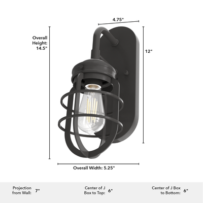 Starklake 14.5-inch 1-light Noble Bronze Wall Sconce with Metal Shade