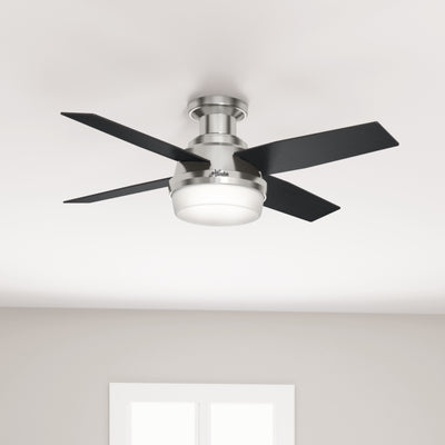 44 inch Dempsey Brushed Nickel Low Profile Ceiling Fan with LED Light Kit and Handheld Remote