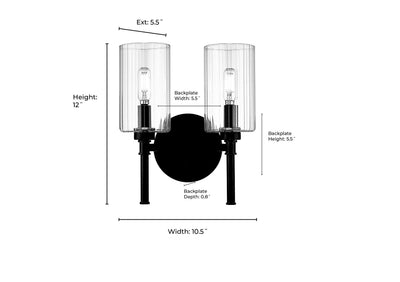10.5'' Chastine Matte Black 2 Light Bath Vanity
