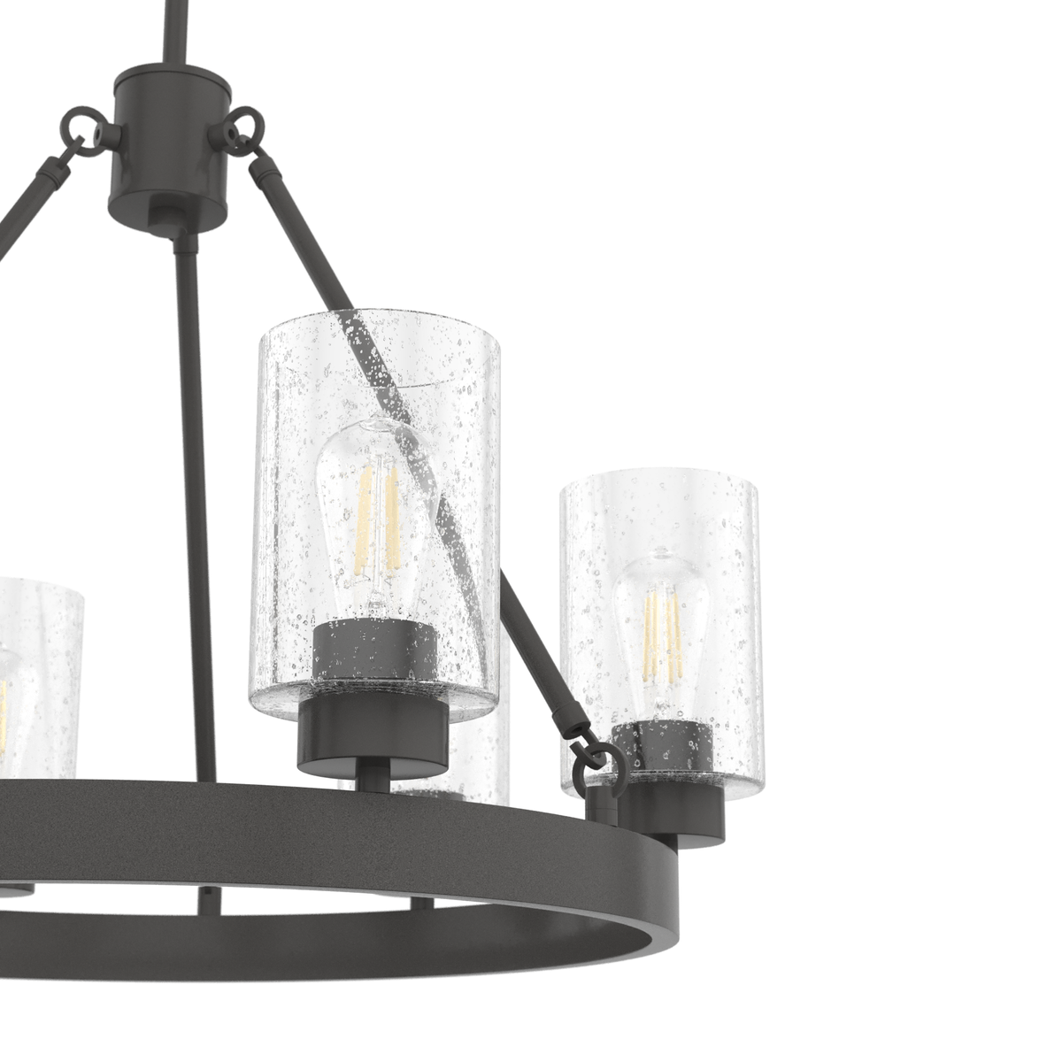 Hartland 24-inch 6-light Noble Bronze Chandelier with Seeded Glass