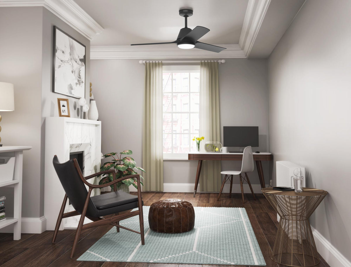 52 inch Aeronaut  Wi-Fi ENERGY STAR® Matte Black Damp Rated Ceiling Fan with LED Light Kit and Handheld Remote