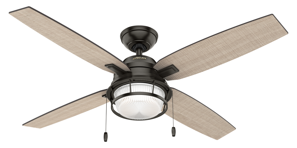 52 inch Ocala Noble Bronze Damp Rated Ceiling Fan with LED Light Kit and Pull Chain