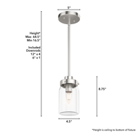 Devon Park 4.5-inch 1-light Brushed Nickel Pendant with Clear Glass