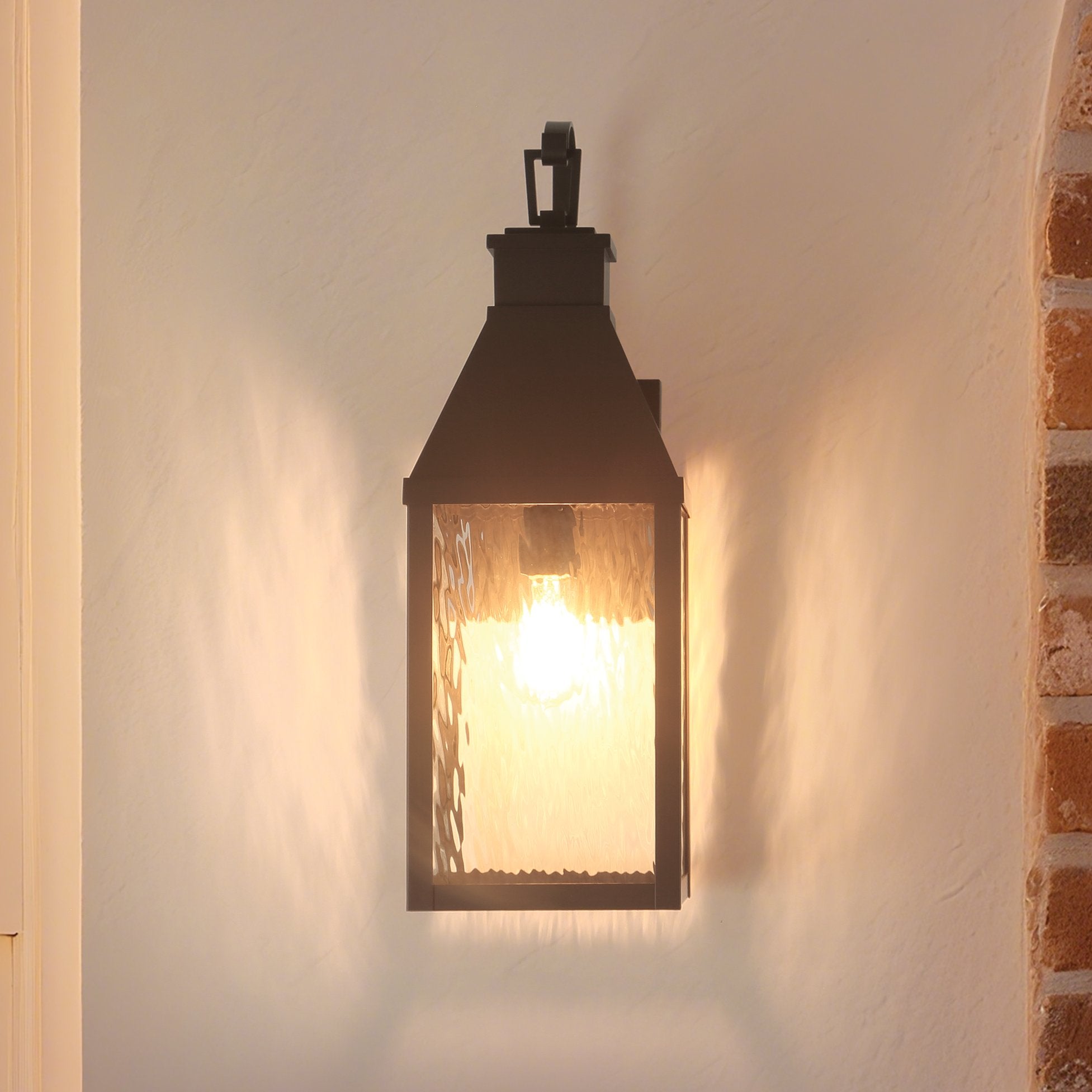 Glencrest 23-inch 1-light Dark Bronze Exterior Wall Sconce with Clear Water Glass