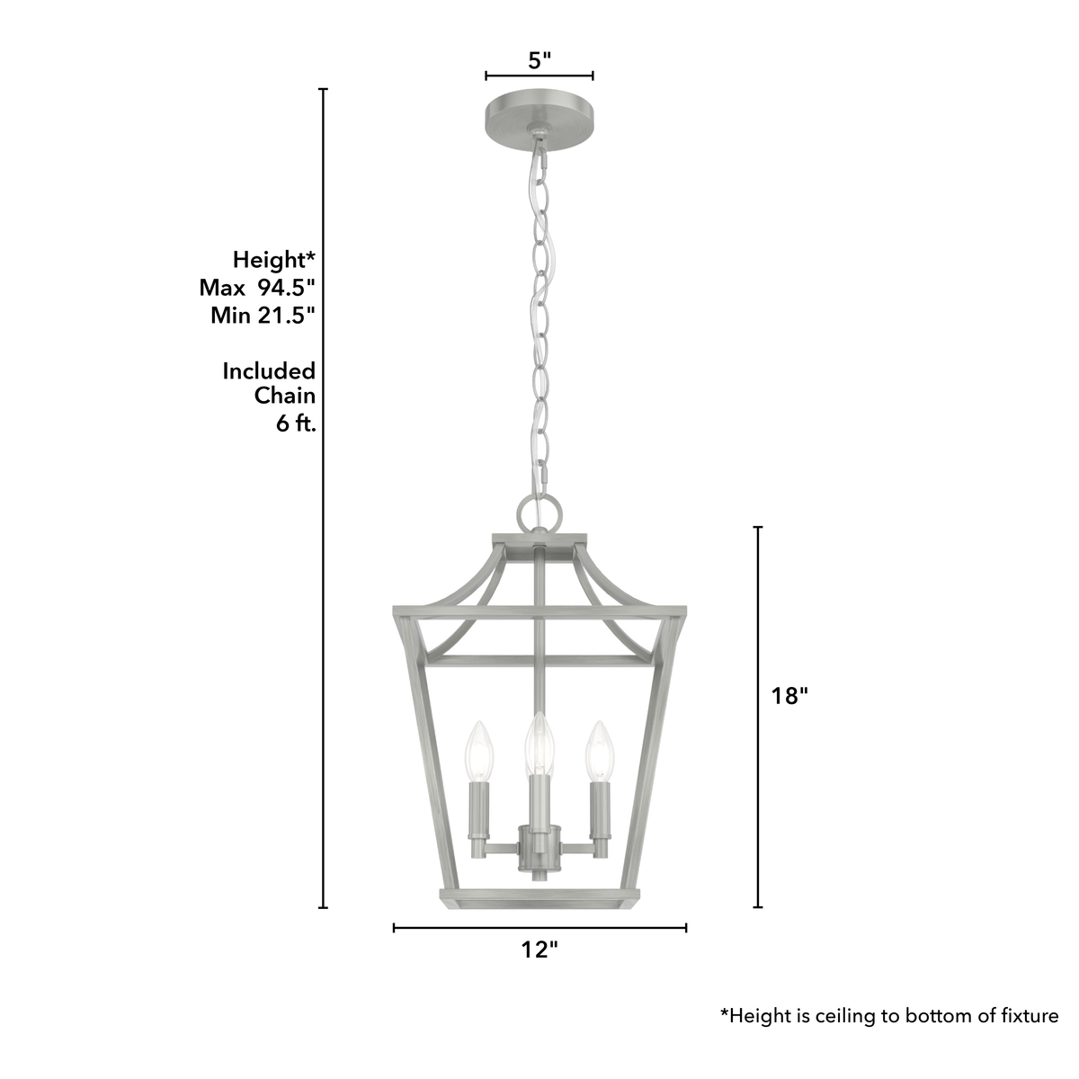 Laurel Ridge 12-inch 4-light Brushed Nickel Lantern Pendant