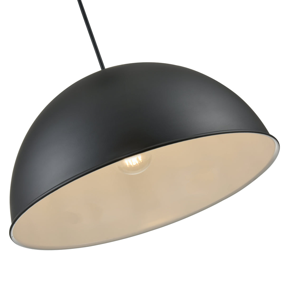 18-inch R Series Satin Black 1-Light Black Glass Pendant Light