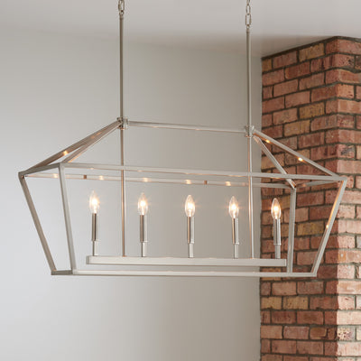 68'' Corona Satin Nickel 5 Light Linear Chandelier