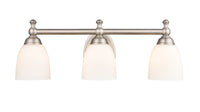 22-inch Satin Nickel 3-Light Etched White Glass Bathroom Vanity Light