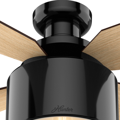 52 inch Cranbrook Gloss Black Low Profile Ceiling Fan with LED Light Kit and Handheld Remote