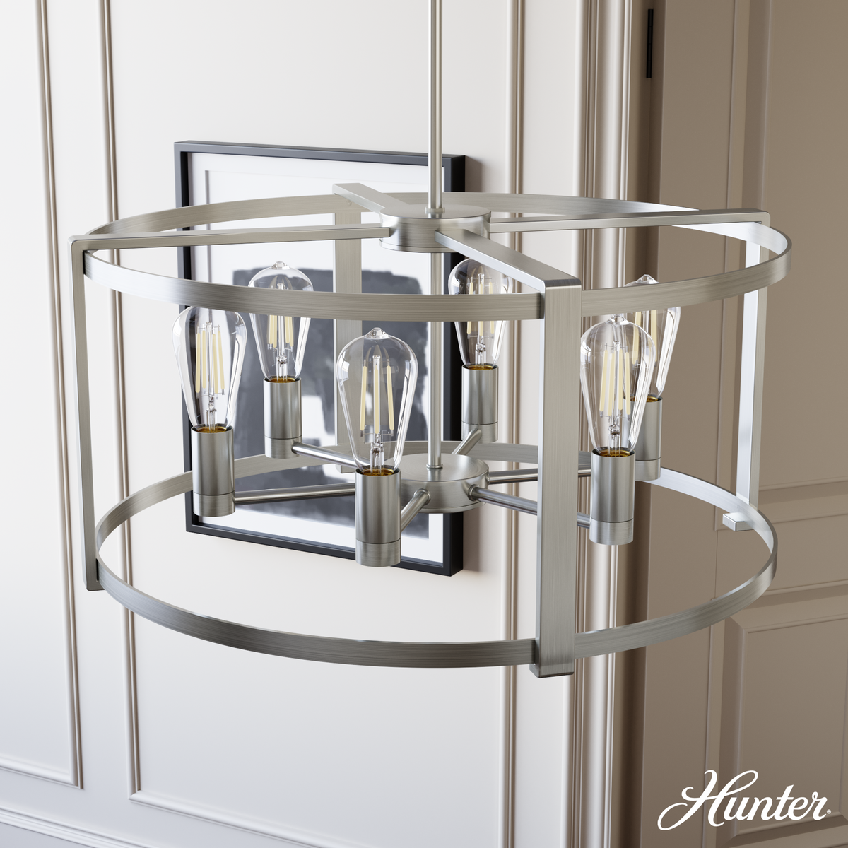 Astwood 26-inch 6-light Brushed Nickel Drum Chandelier with Clear Glass