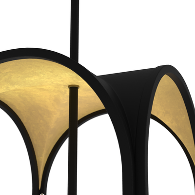Dukestown 12-inch 4-light Natural Black Iron and Gold Leaf Lantern Pendant