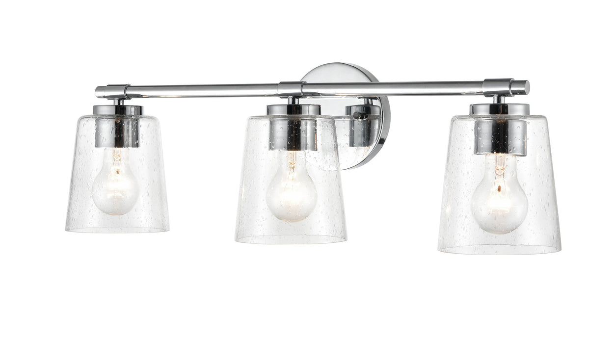24.5-inch Chrome 3-Light Clear Seeded Glass Bathroom Vanity Light