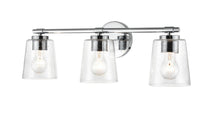 24.5-inch Chrome 3-Light Clear Seeded Glass Bathroom Vanity Light