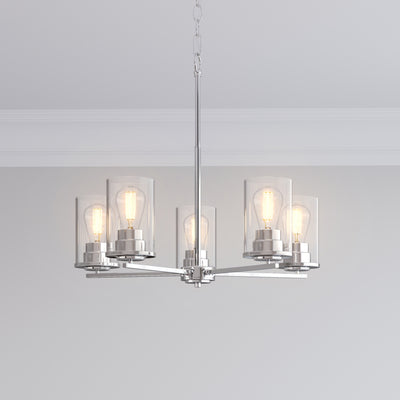 24-inch Verlana Chrome 5-Light Clear Glass Chandelier