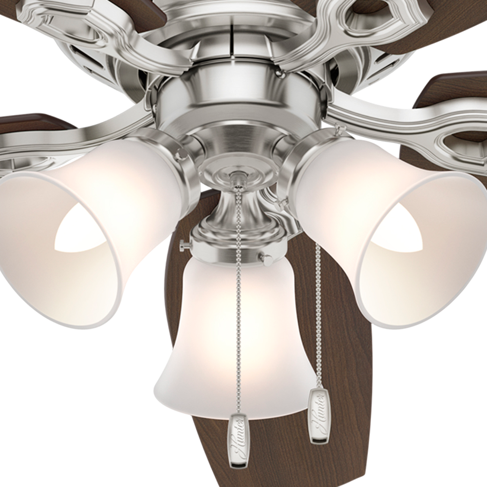 52 inch Builder Brushed Nickel Low Profile Ceiling Fan with LED Light Kit and Pull Chain