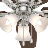 52 inch Builder Brushed Nickel Low Profile Ceiling Fan with LED Light Kit and Pull Chain