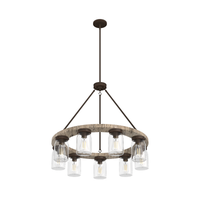 Devon Park 31-inch 9-light Onyx Bengal and Barnwood Chandelier with Clear Glass